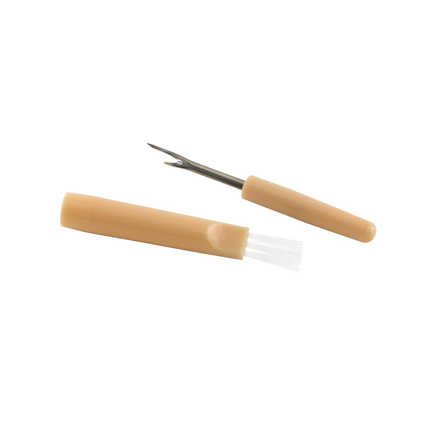 Seam ripper with brush