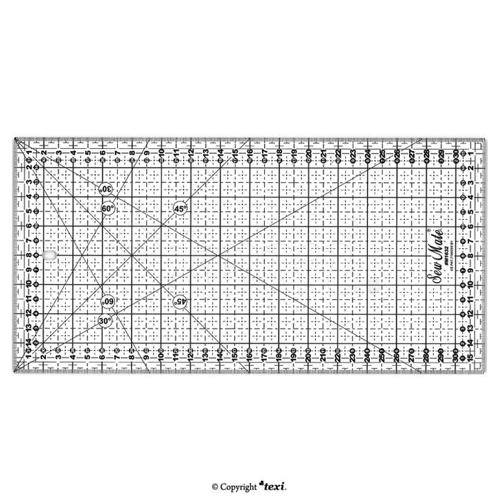Liniał do patchworku i quiltingu, 160x320 mm, podziałka centymetrowa, czarna