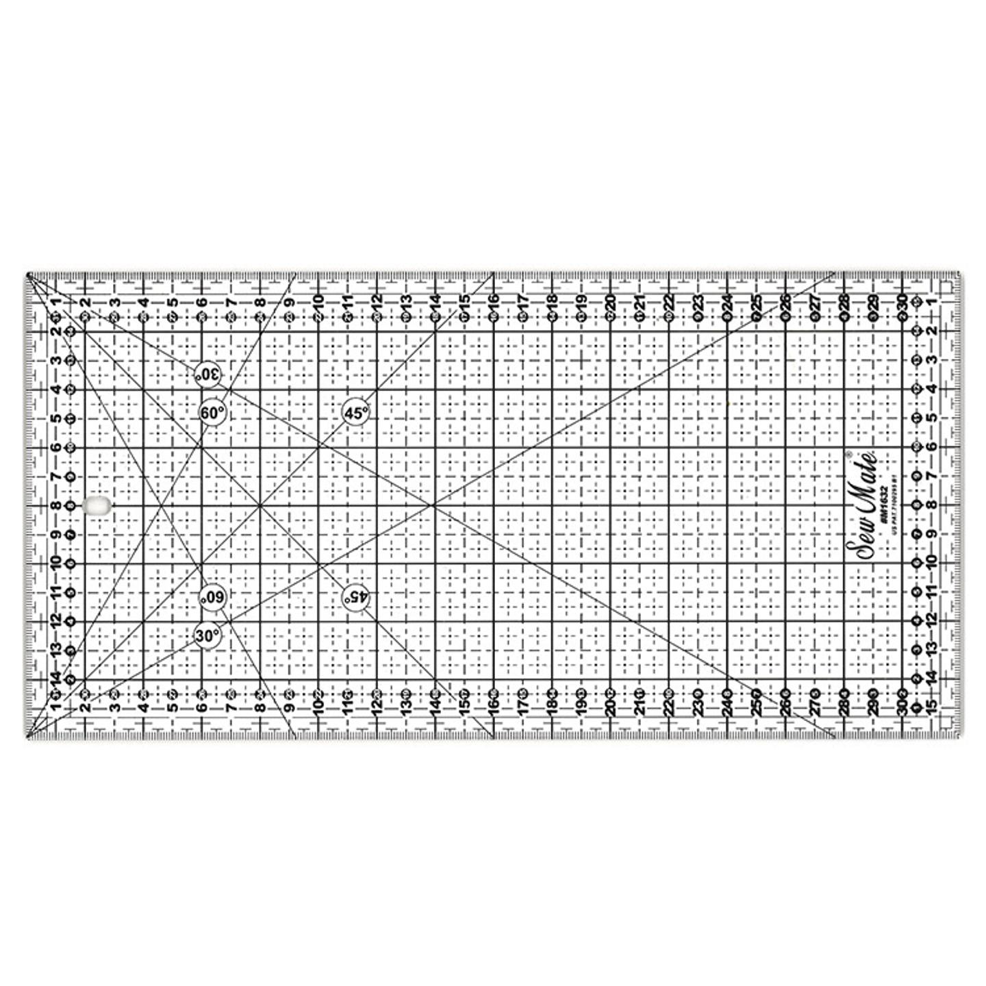 Quilting ruler, metric scale, 160x320 mm, black
