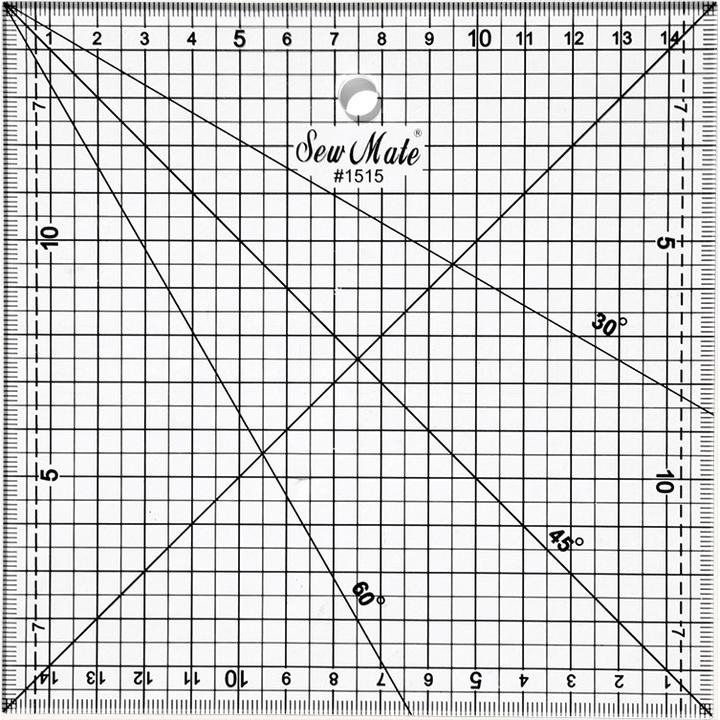 Liniał do patchworku i quiltingu, 160x160 mm, podziałka centymetrowa, czarna