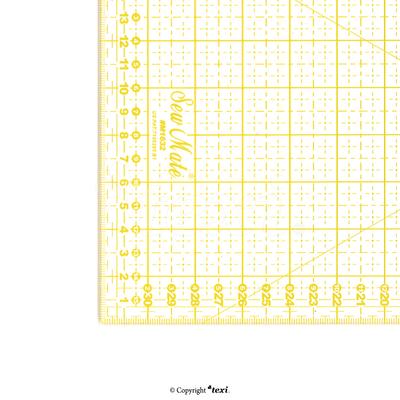 Liniał do patchworku i quiltingu, 160x320 mm, podziałka centymetrowa, żółta