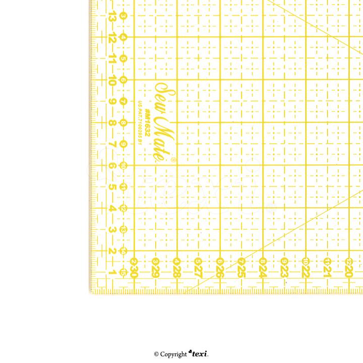 Liniał do patchworku i quiltingu, 160x320 mm, podziałka centymetrowa, żółta