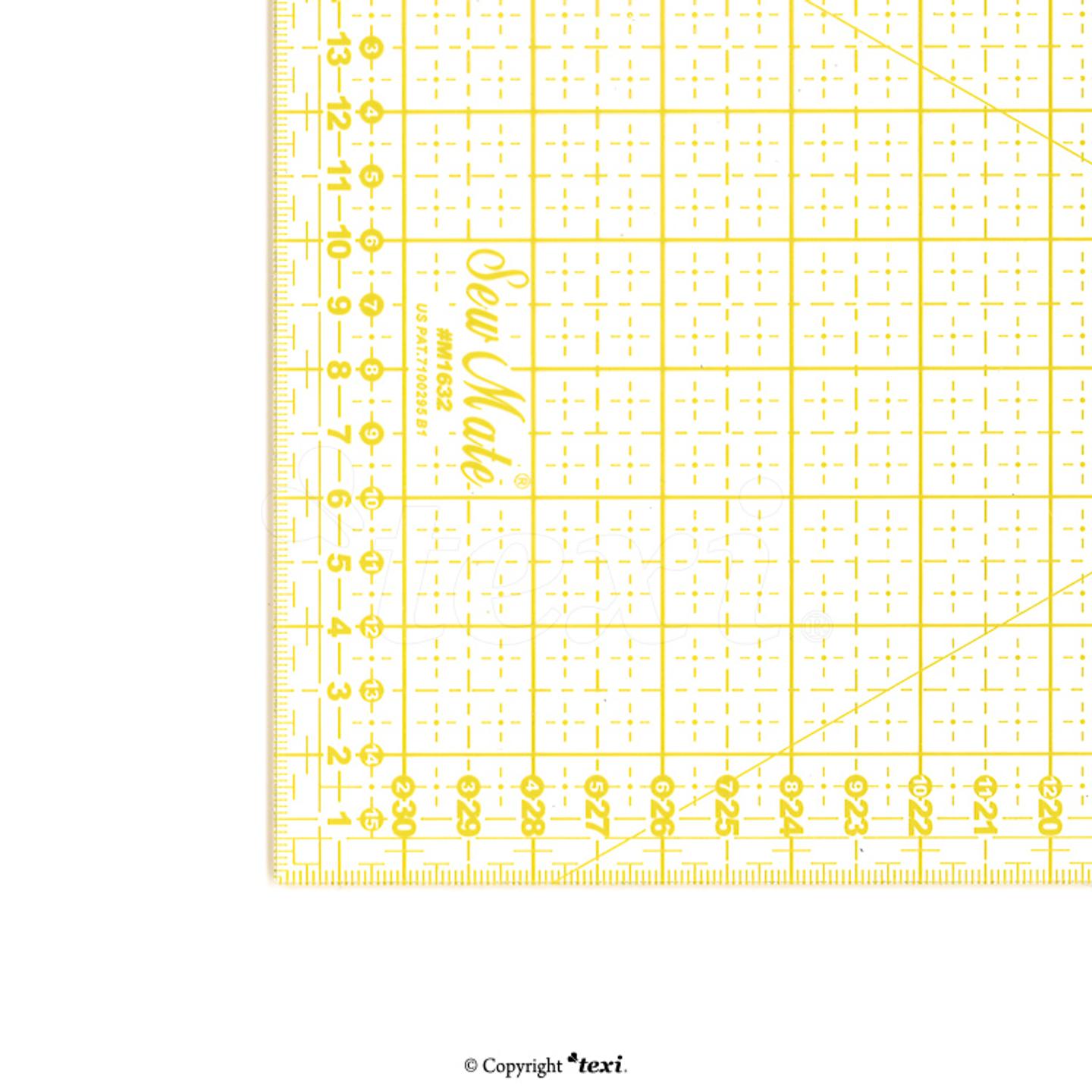Quilting ruler, 160x320 mm, metric scale, yellow