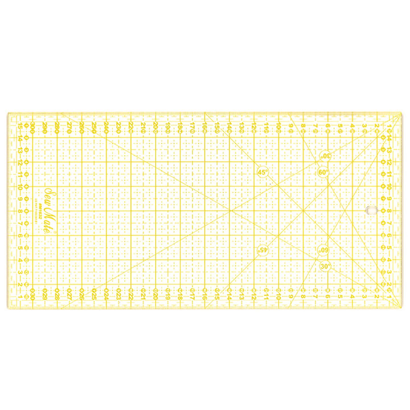 Liniał do patchworku i quiltingu, 160x320 mm, podziałka centymetrowa, żółta