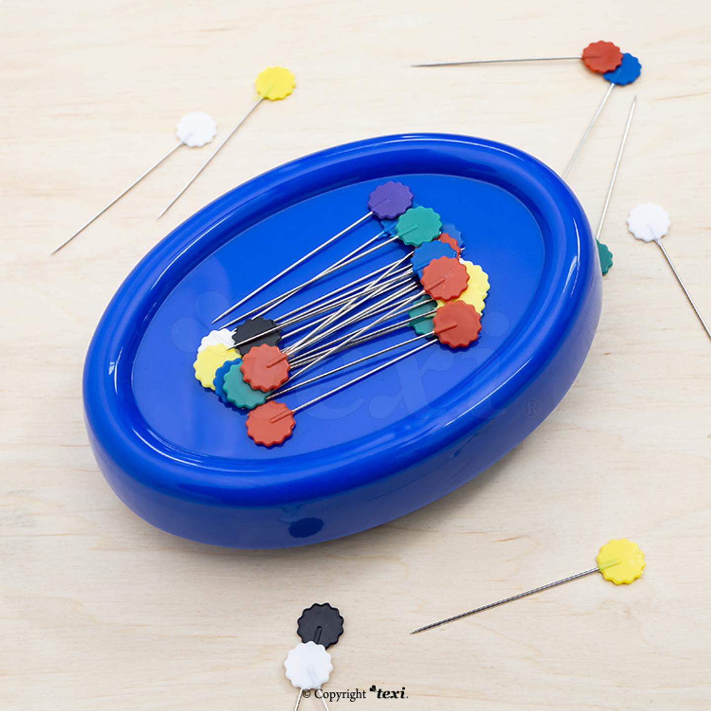 Szpilki stalowe niklowane, główki w kształcie kwiatków 48x0,6 mm, opakowanie 80 szt.