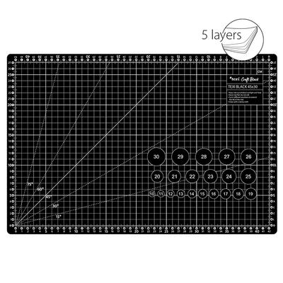 Self-healing cutting mat, size 45x30 cm, black
