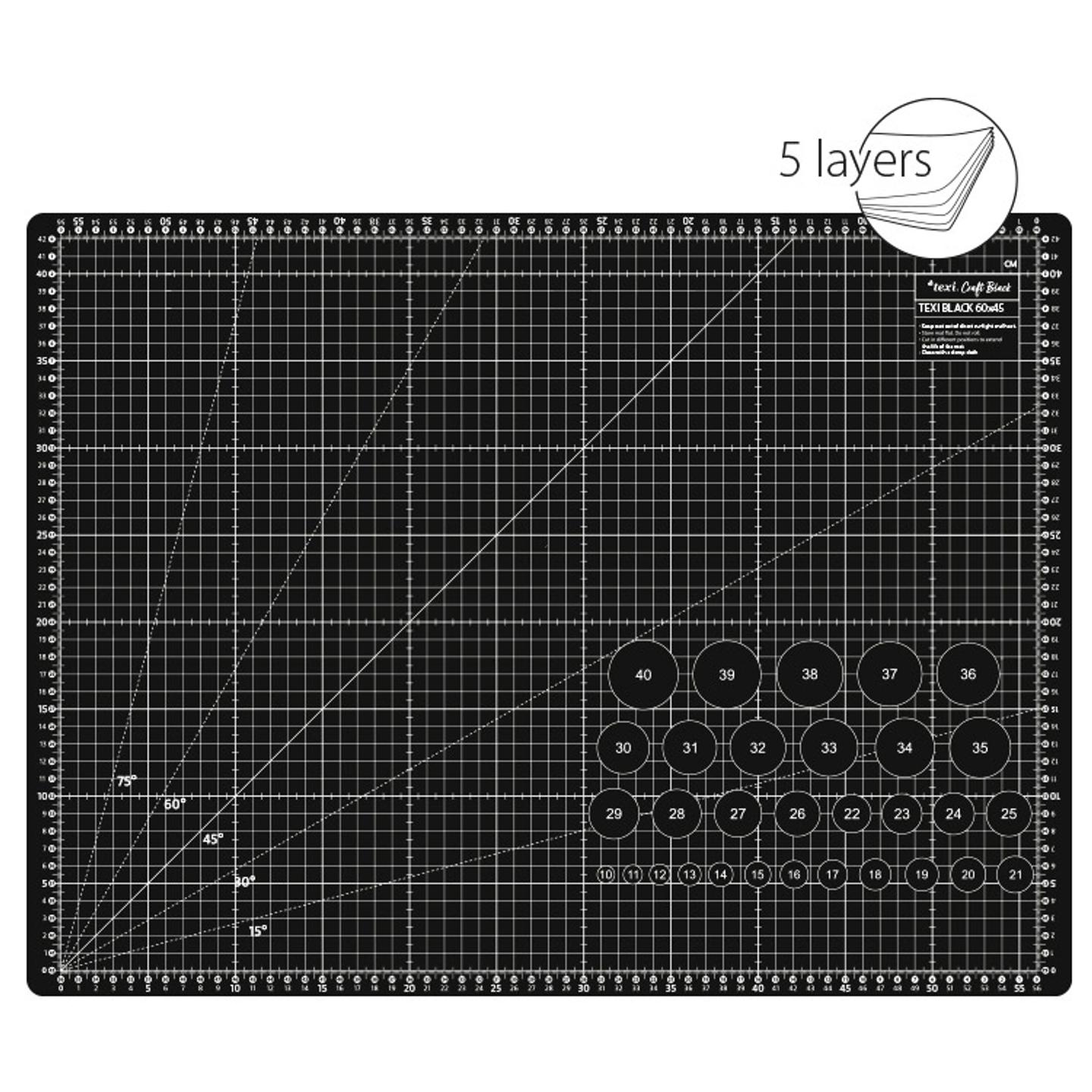 Self-healing cutting mat, size 60x45 cm, black