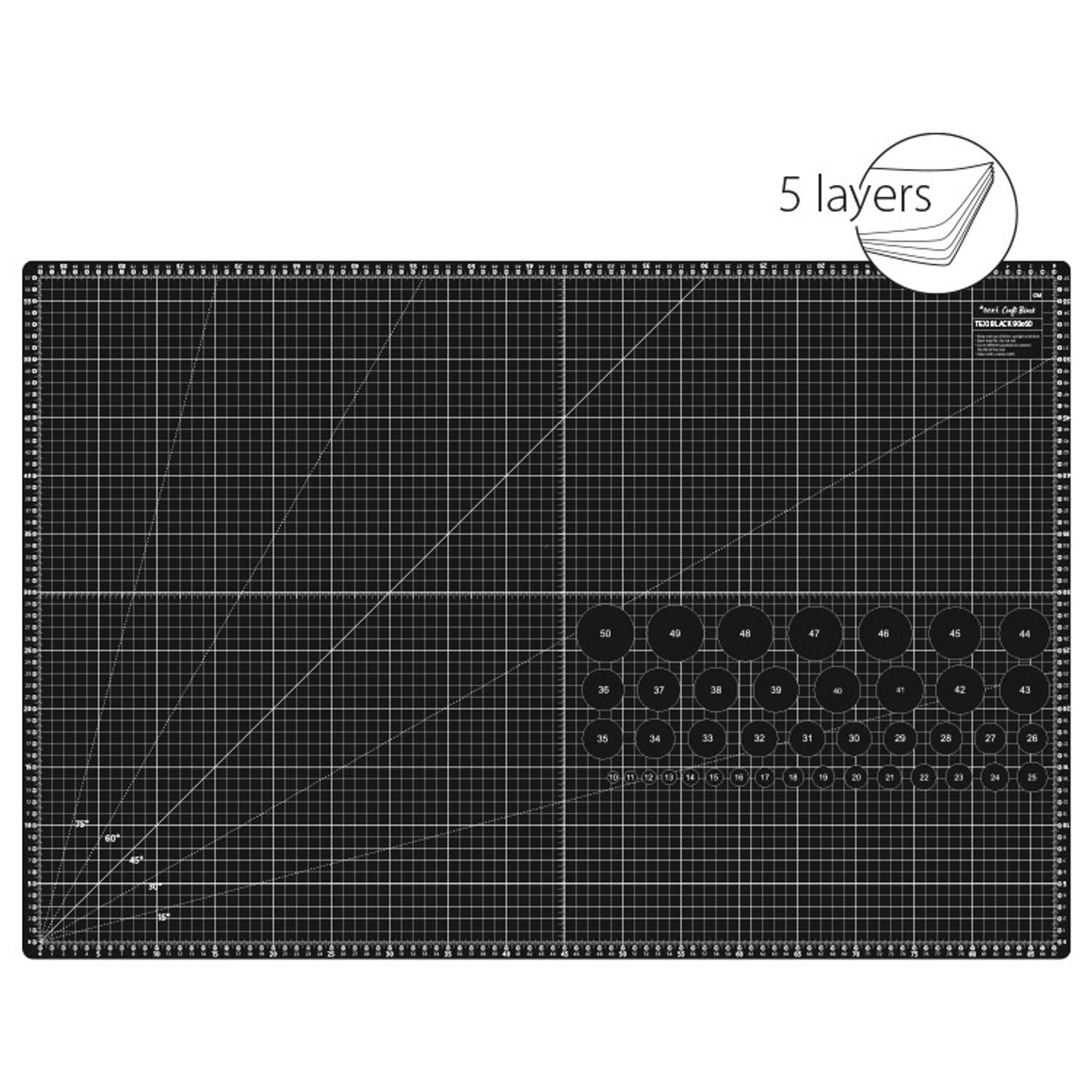 Self-healing cutting mat, size 90x60 cm, black