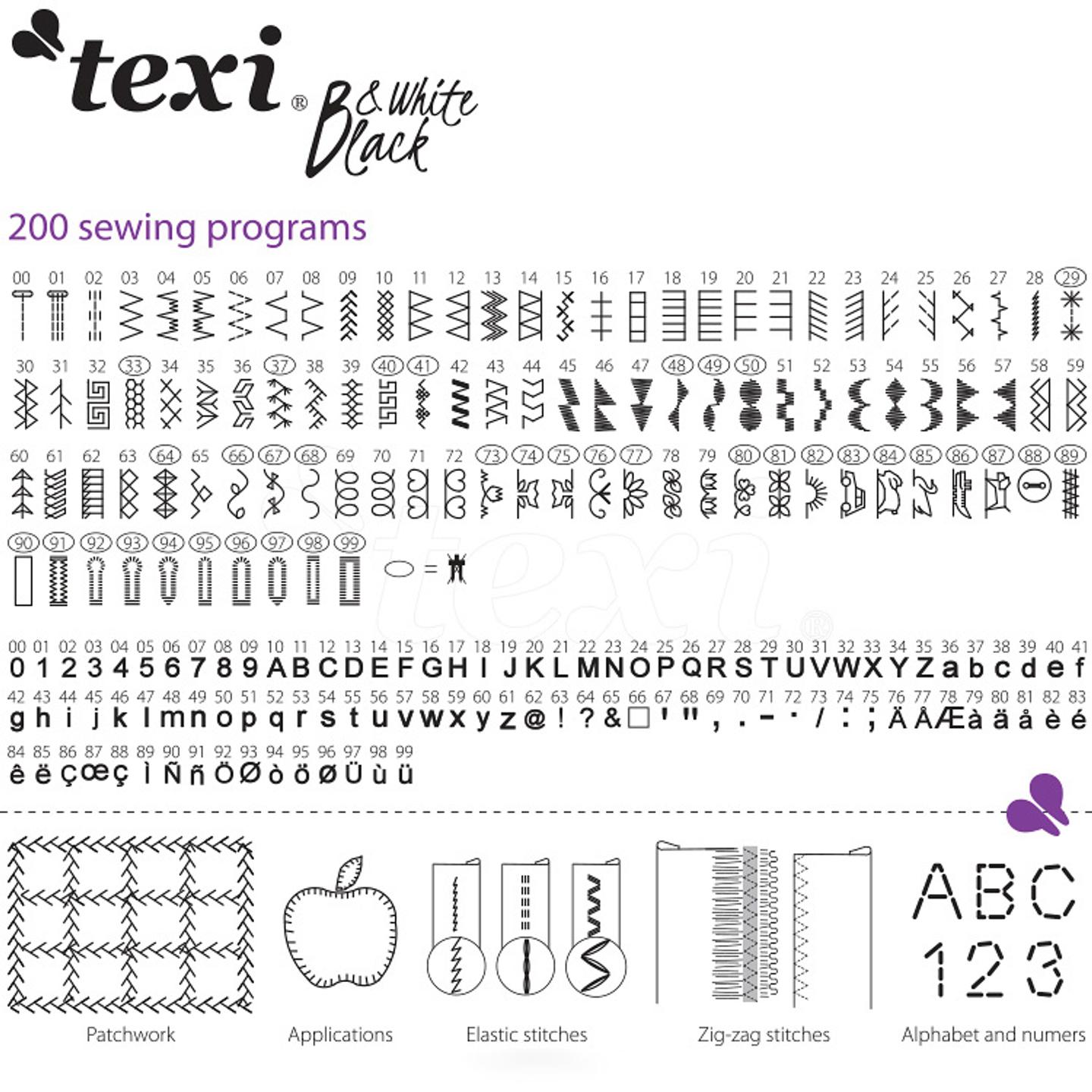 Texi Black&White Computerized Sewing Machine