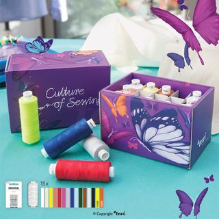 Pudełko - 15 kolorów nici i igły do maszyn domowych