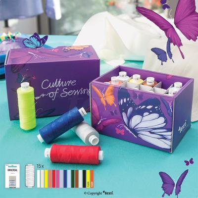 Set of thread 15 colors, household machine needles and leaflet