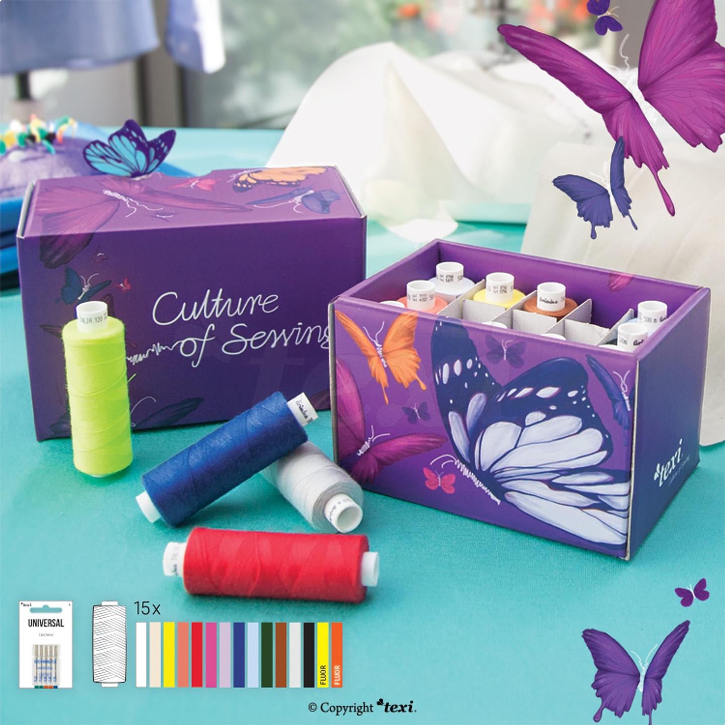 Set of thread 15 colors, household machine needles and leaflet