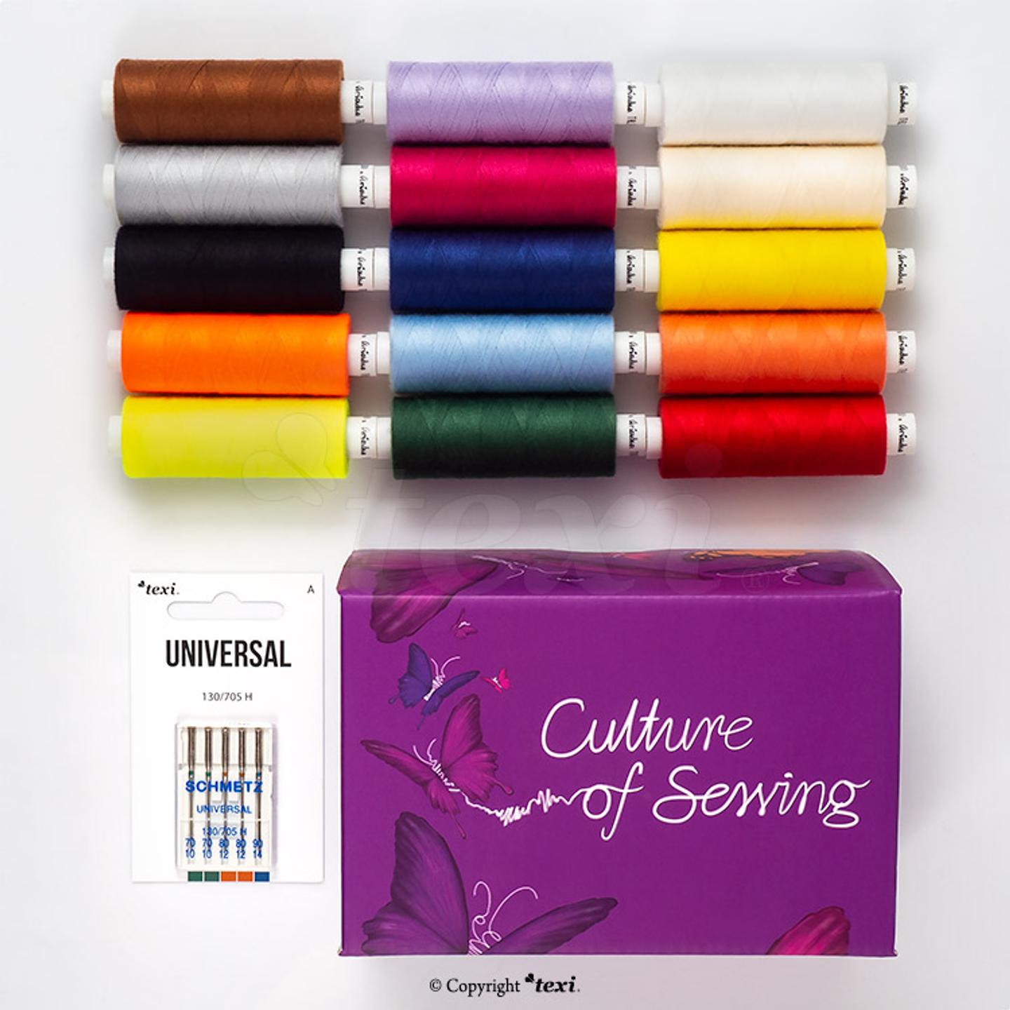 Set of thread 15 colors, household machine needles and leaflet