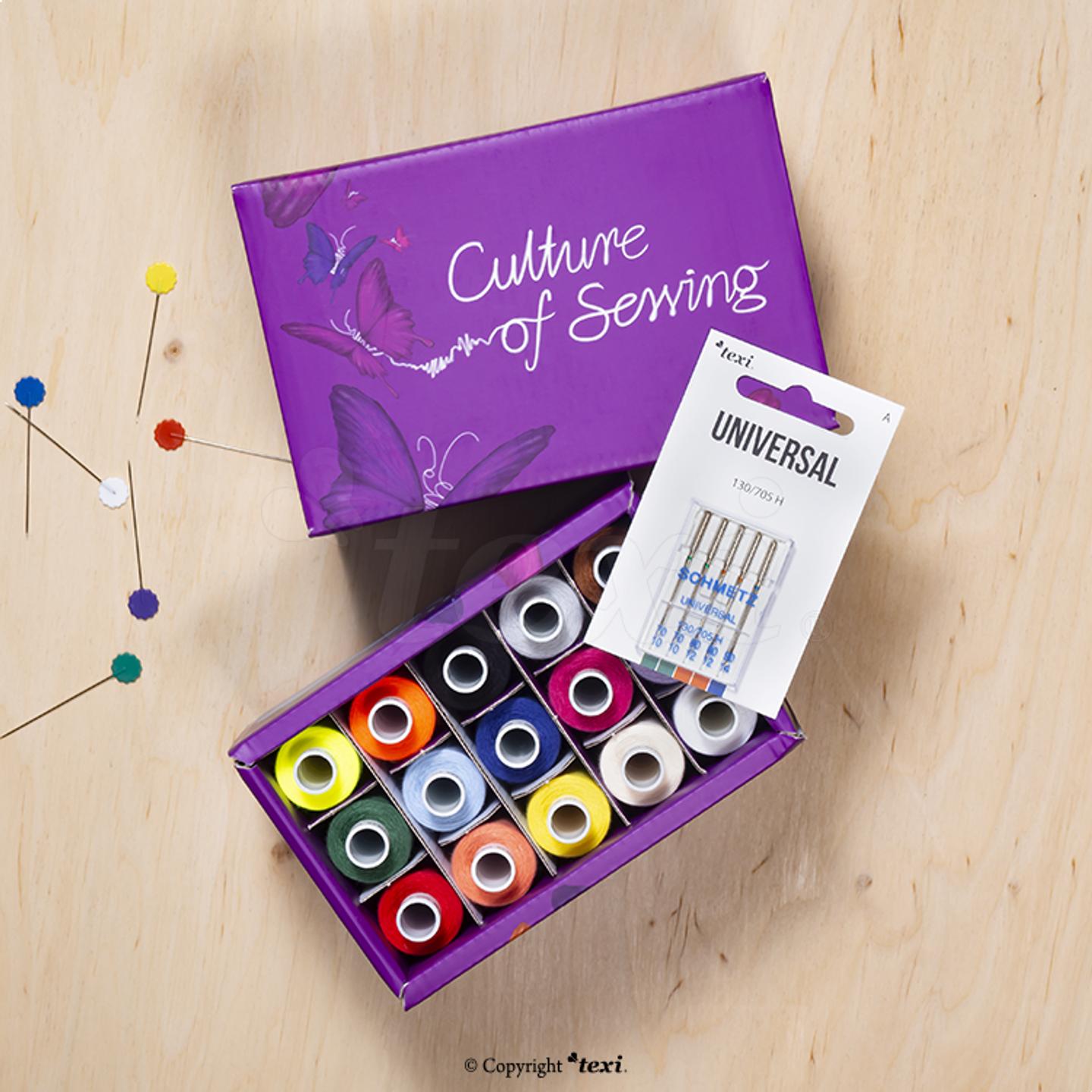 Set of thread 15 colors, household machine needles and leaflet