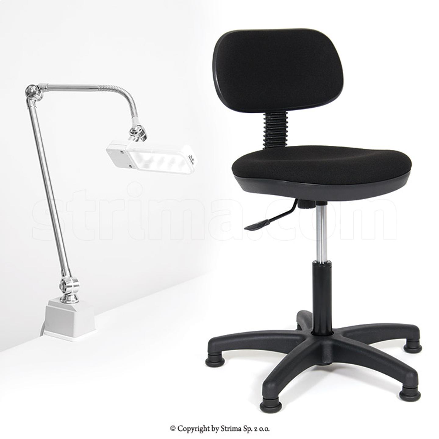 Zestaw krzesło i lampa LED do pracowni krawieckiej