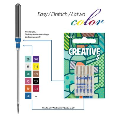 Needles for household machines MIX, 5 pcs, 130/705H 1x70, 1x80, 1x90 + 130/705 H-J 1x90 + 130/705 H-S 1x90