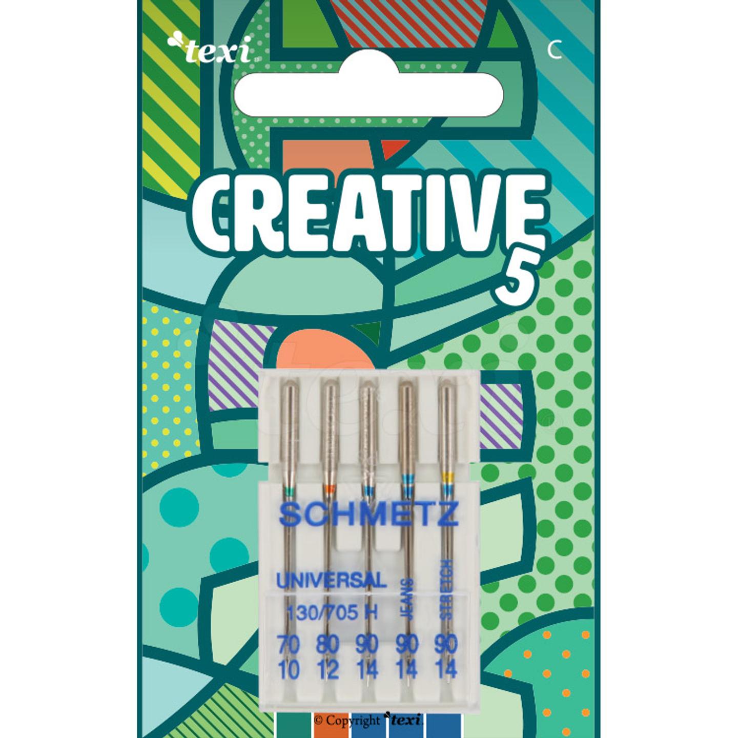 Igły do maszyn domowych MIX, 5 sztuk, 130/705H 1x70, 1x80, 1x90 + 130/705 H-J 1x90 + 130/705 H-S 1x90