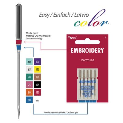 Igły do haftu do maszyn domowych, 5 sztuk, grubość 90