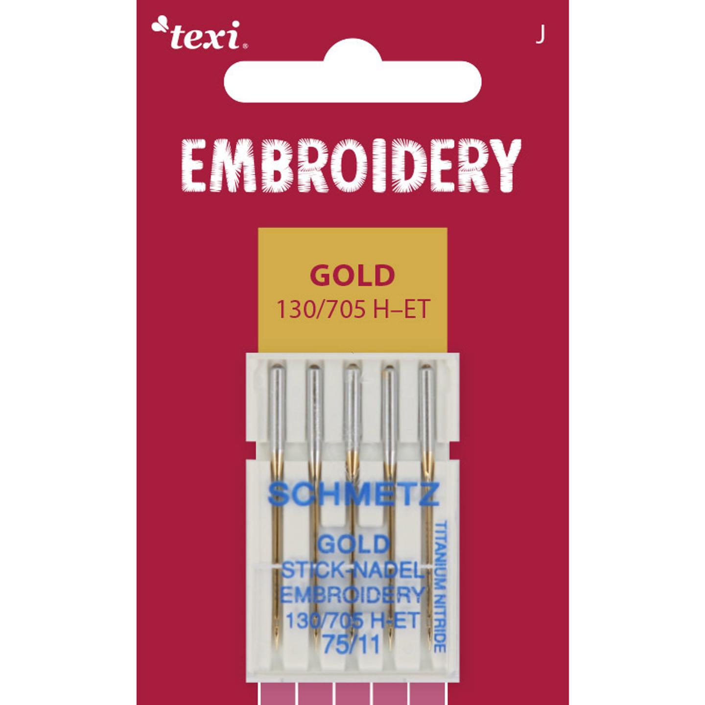 Embroidery gold needles for household machines, 5 pcs, size 75