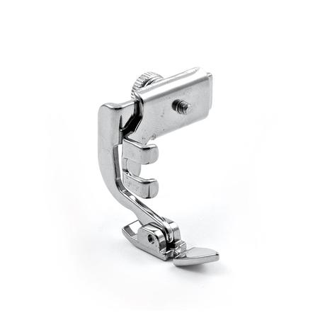 Double-sided, narrow zipper foot (low fastening type) for household machine