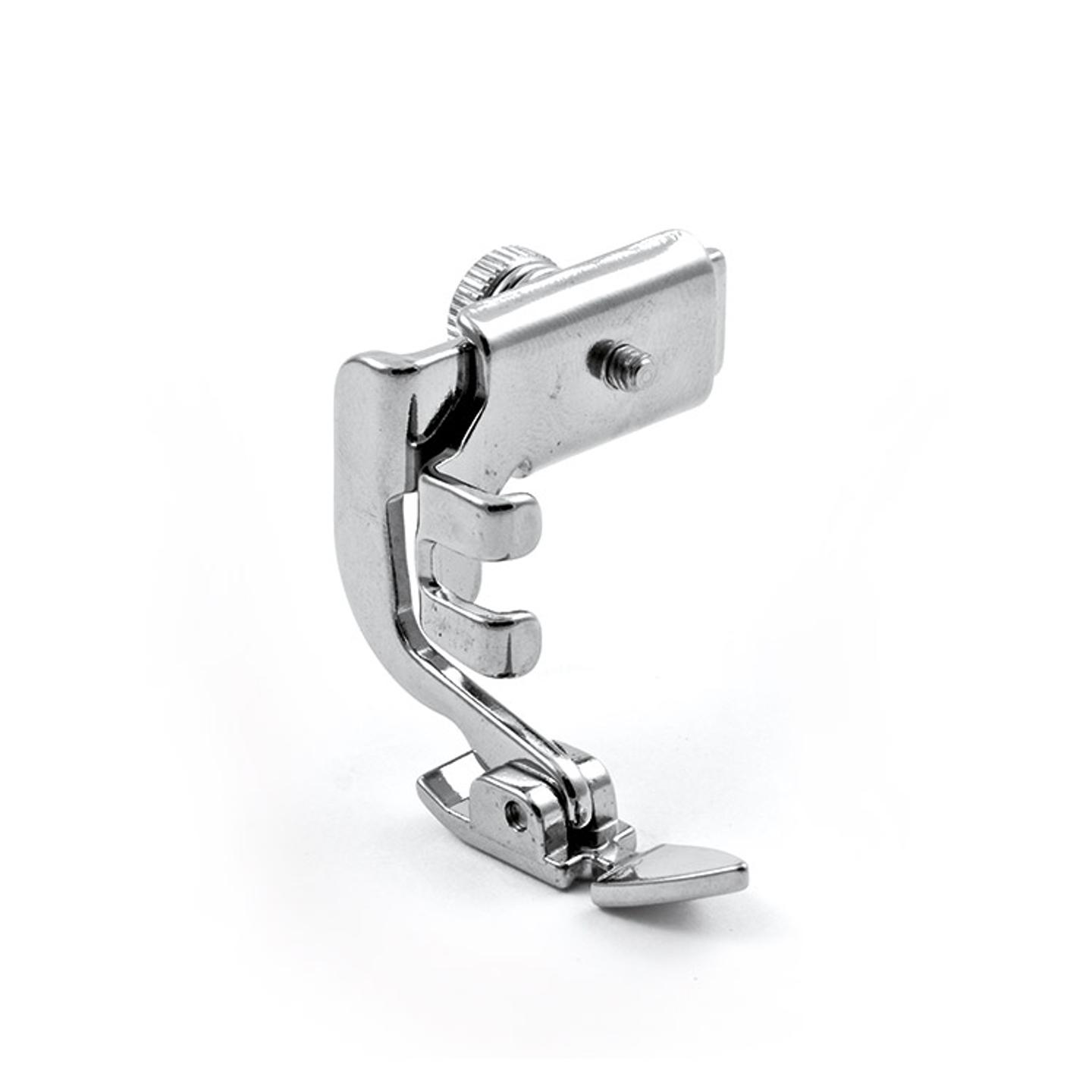 Double-sided, narrow zipper foot (low fastening type) for household machine