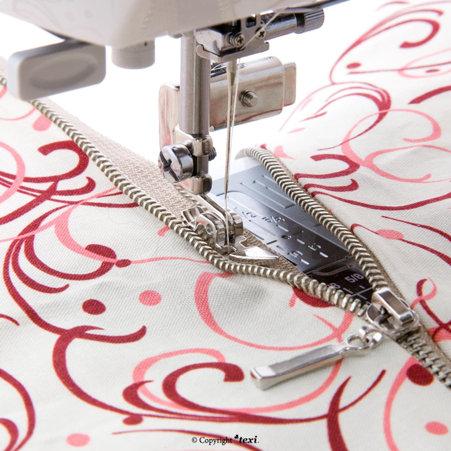 Stopka dwustronna, wąska do wszywania zamków (wysokie mocowanie) do maszyn domowych