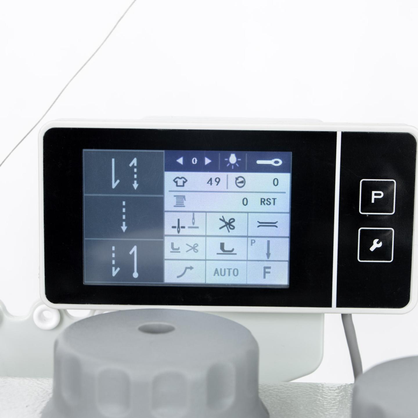 Automatyczna stebnówka tapicerska i kaletnicza z pełną automatyką, potrójnym transportem, szpulka 26 mm - maszyna kompletna