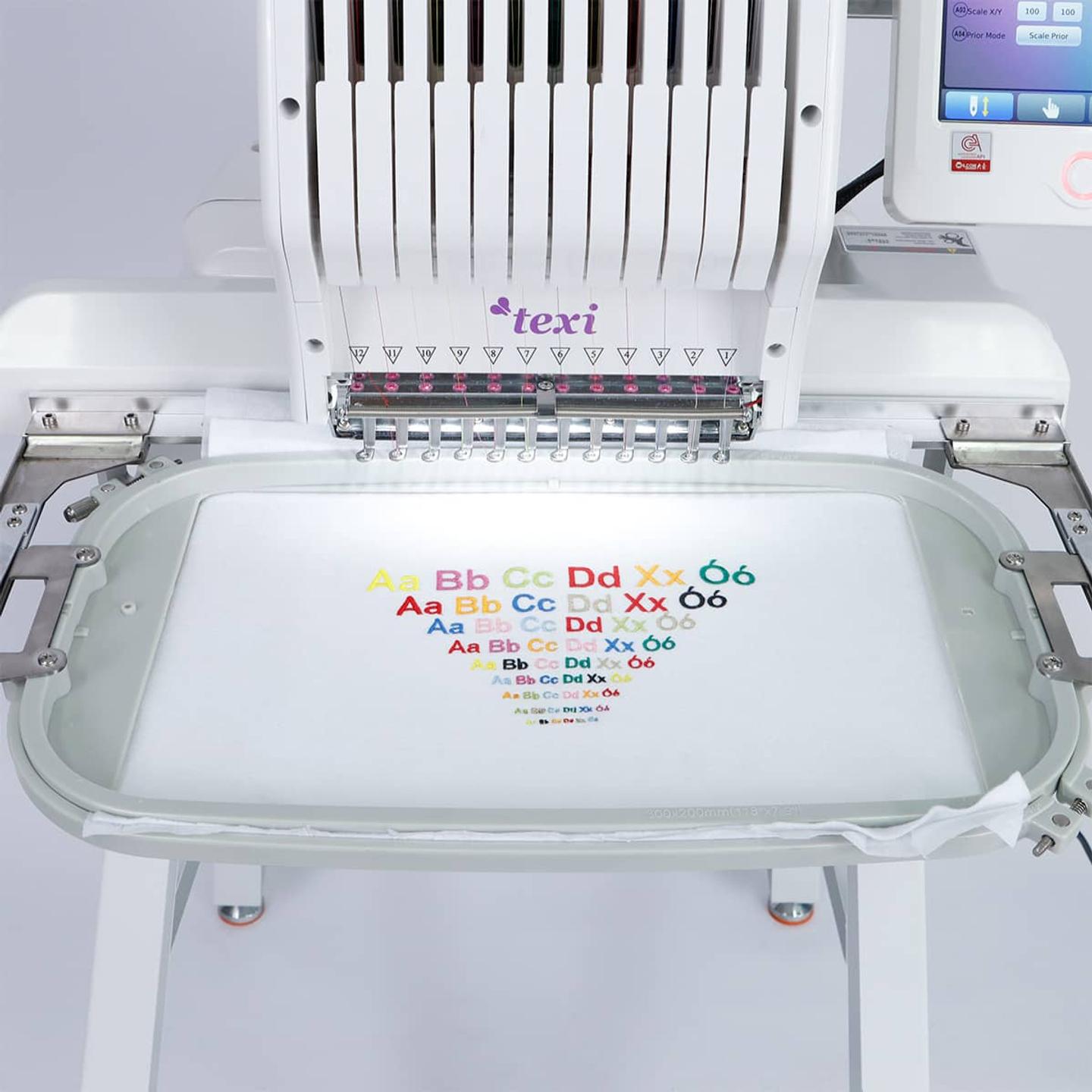 1-head, 12-needle embroidery machine + base + cap station + free set of threads