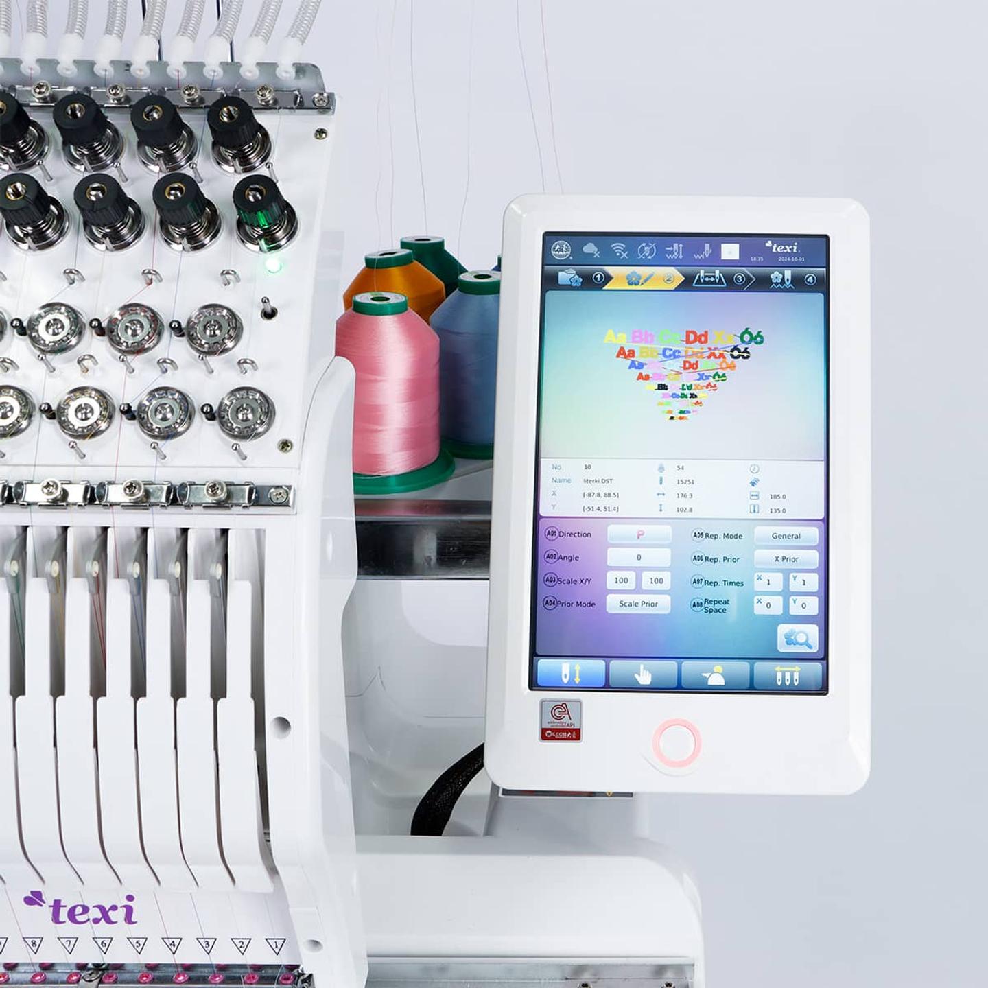 1-head, 12-needle embroidery machine + base + cap station + free set of threads