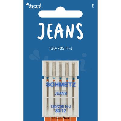 Igły do denimu (jeansu) do maszyn domowych, 5 sztuk, grubość 80