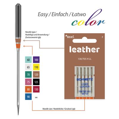 Leather needles for household machines, 5 pcs, size 80