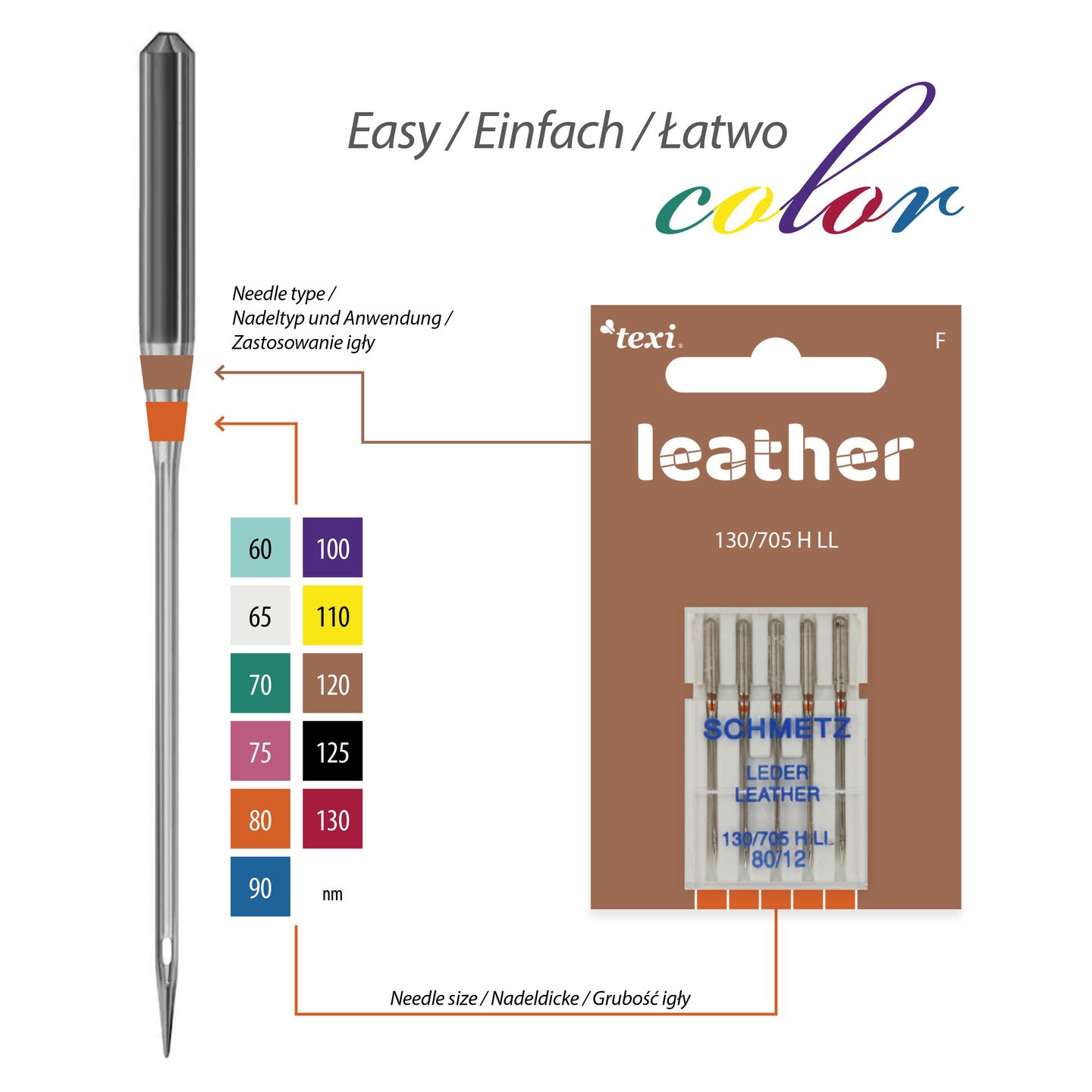 Igły do skóry do maszyn domowych, 5 sztuk, grubość 80