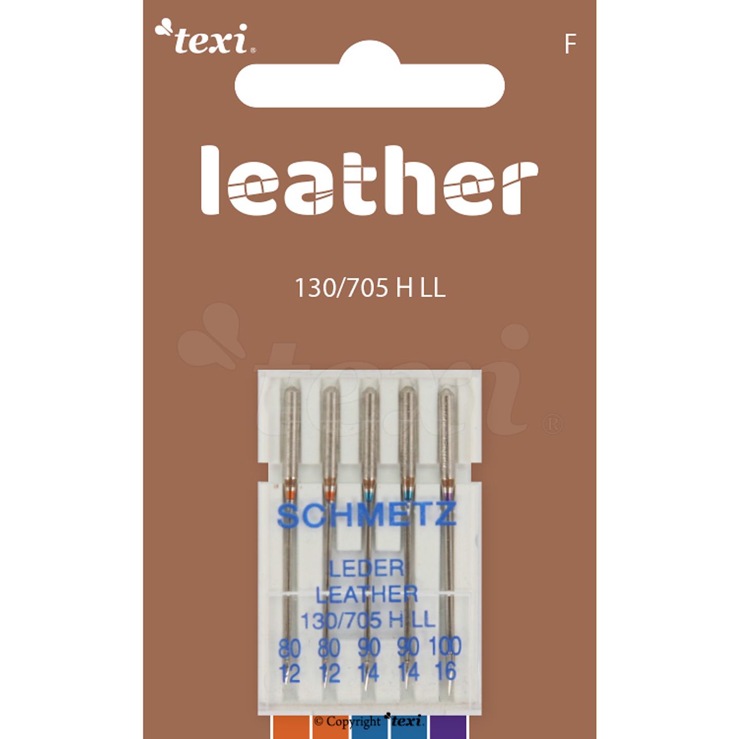 Leather needles for household machines, 5 pcs, size 80x2, 90x2, 100x1