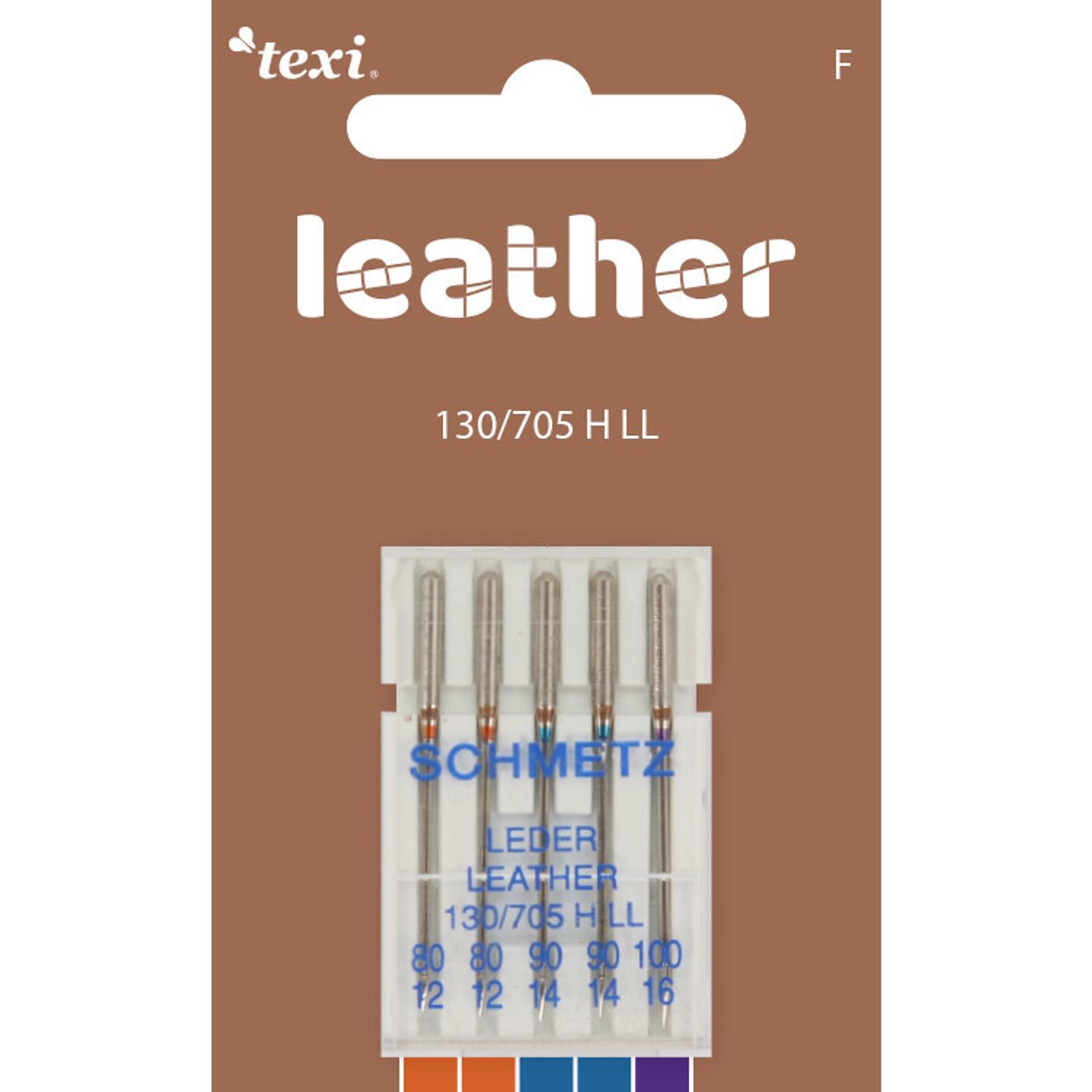 Leather needles for household machines, 5 pcs, size 80x2, 90x2, 100x1