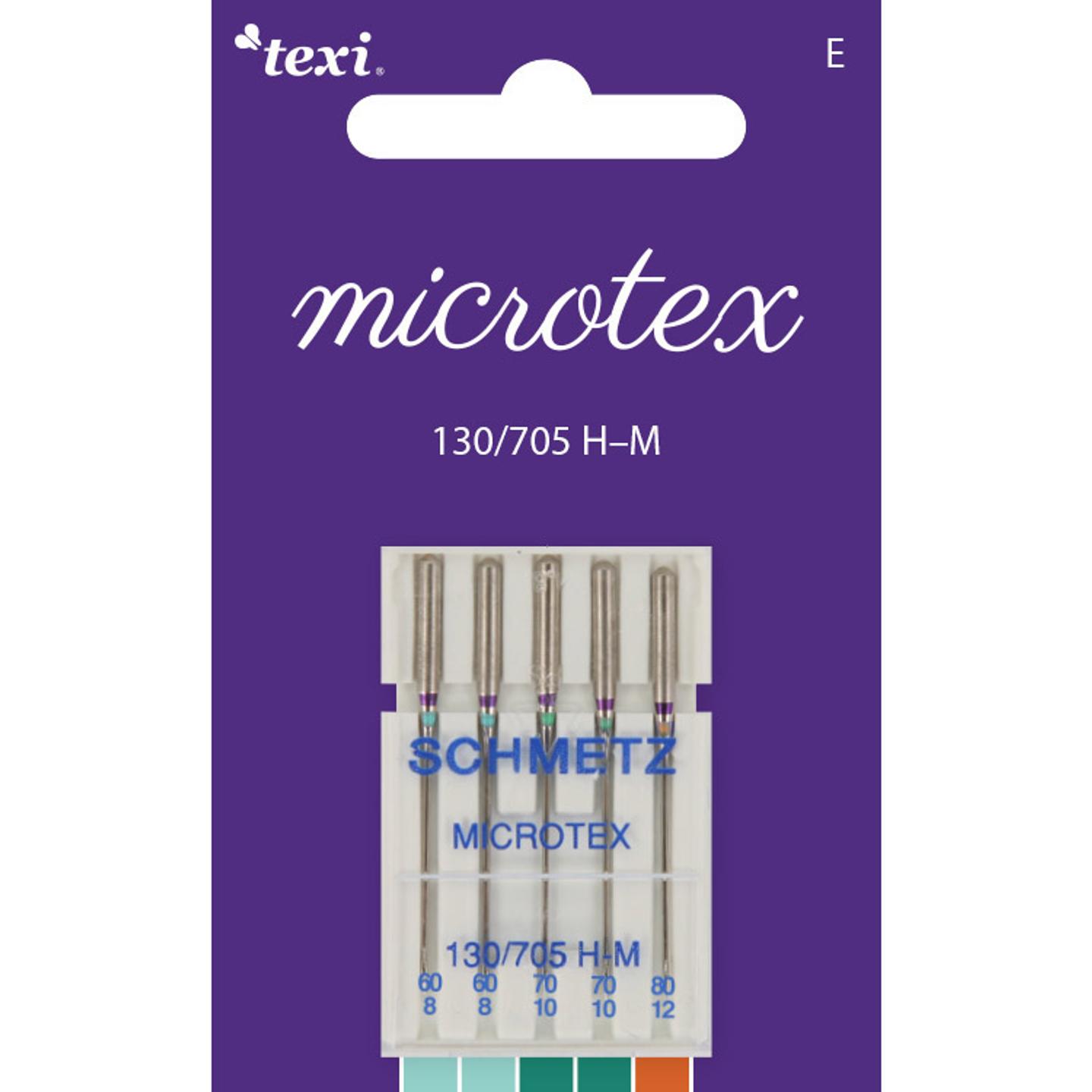 Microtex needles for household machines, 5 pcs, size 60x2, 70x2, 80x1