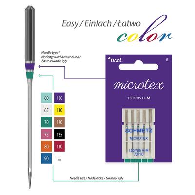 Igły do jedwabiu i mikrofazy do maszyn domowych, 5 sztuk, grubość 70