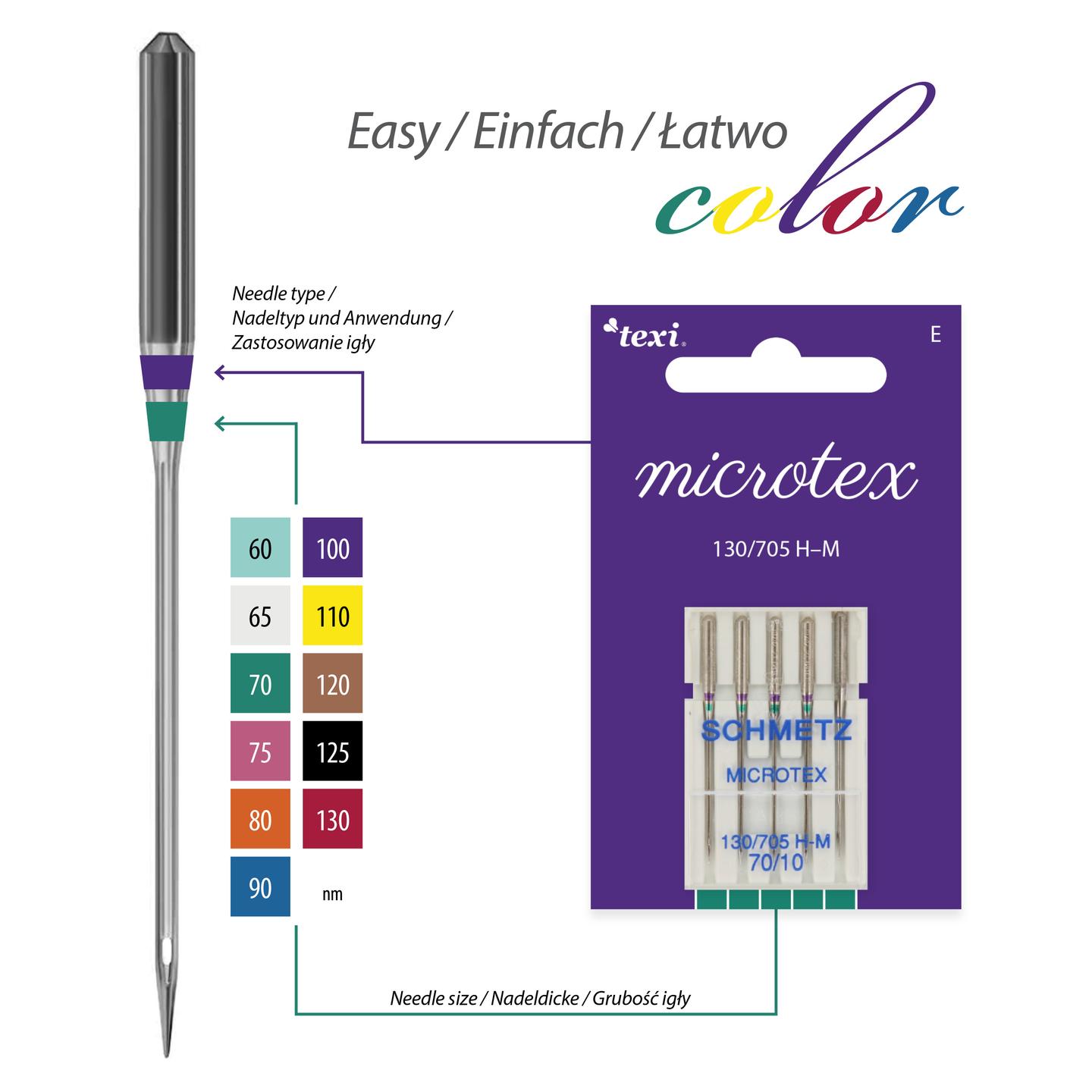 Igły do jedwabiu i mikrofazy do maszyn domowych, 5 sztuk, grubość 70