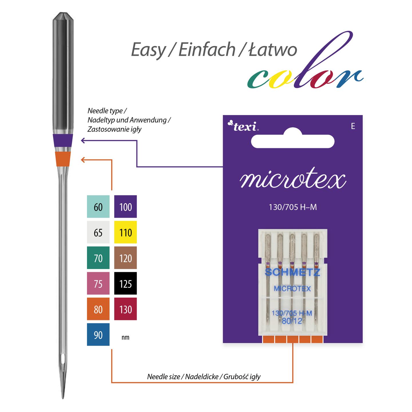 Igły do jedwabiu i mikrofazy do maszyn domowych, 5 sztuk, grubość 80