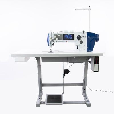 Automatic lockstitch machine for sewing thick fabrics with unison feed and built-in motor - complete machine