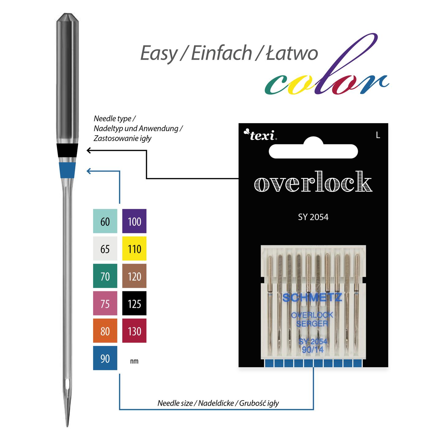 Igły do owerloków domowych, 10 sztuk, grubość 90