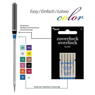 Igły do owerloków domowych, 5 sztuk, grubość 90