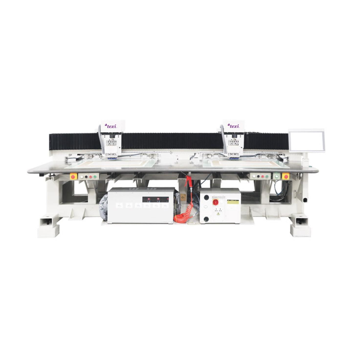 Two-head machine for perforating coated fabrics and leather, working area 1200x800mm