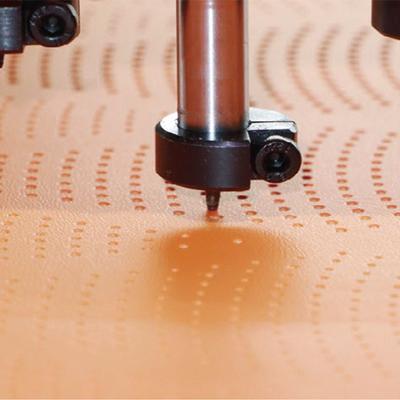 Two-head machine for perforating coated fabrics and leather, working area 900x600mm