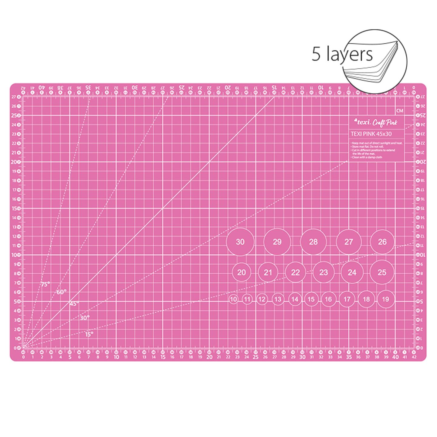 Self-healing cutting mat, 45x30 cm, pink