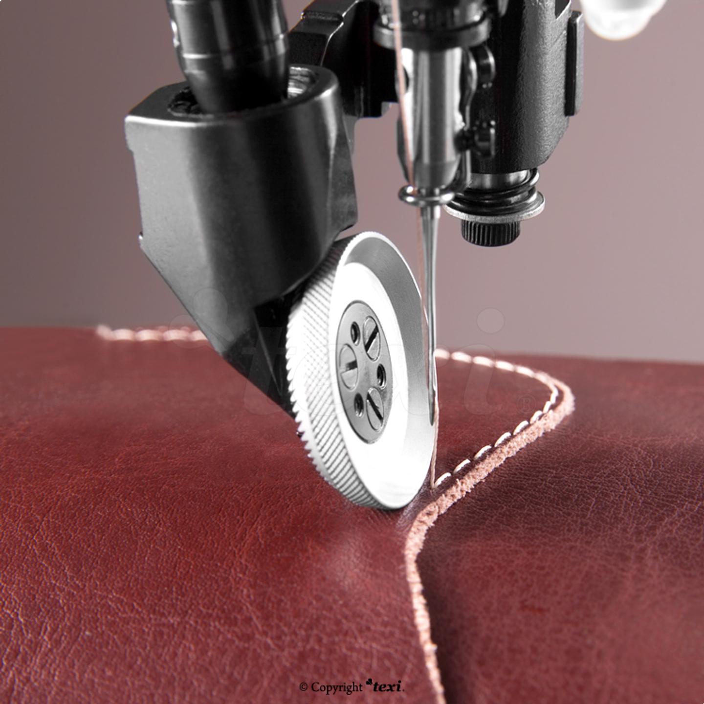 1-needle post-bed mechatronic lockstitch machine with bottom, needle and upper roller feed - complete sewing machine