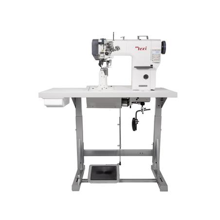 1-needle post-bed mechatronic lockstitch machine with bottom, needle and upper roller feed - complete sewing machine