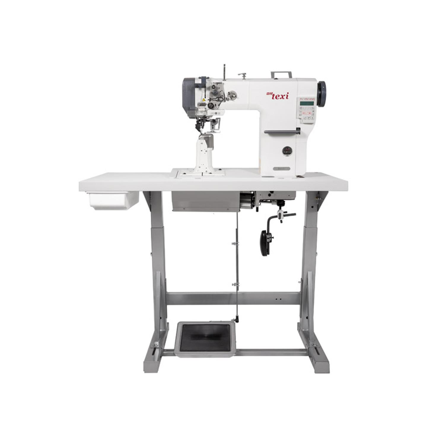 1-needle post-bed mechatronic lockstitch machine with bottom, needle and upper roller feed - complete sewing machine