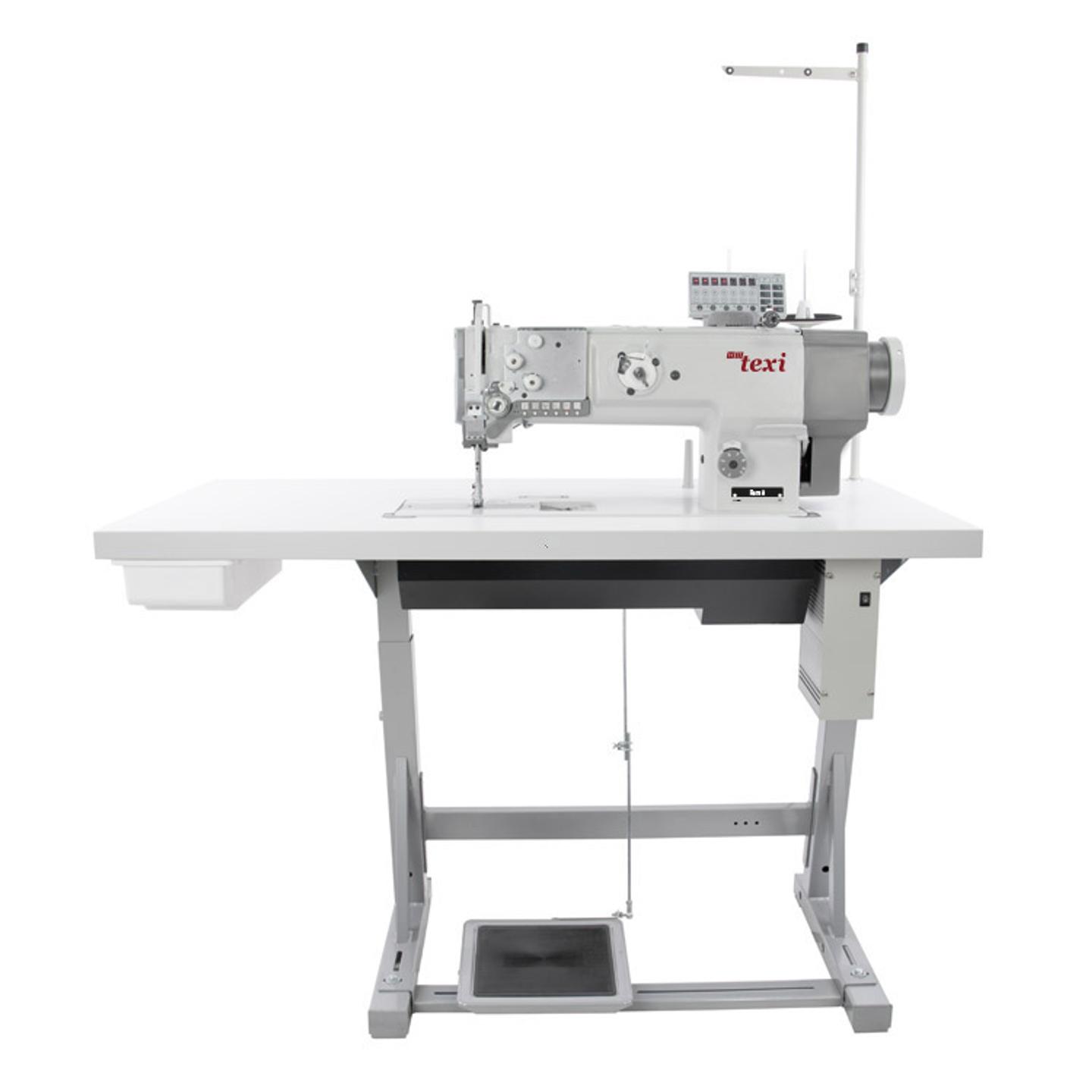 Stebnówka do szycia grubych materiałów z transportem potrójnym i wbudowanym silnikiem - maszyna kompletna