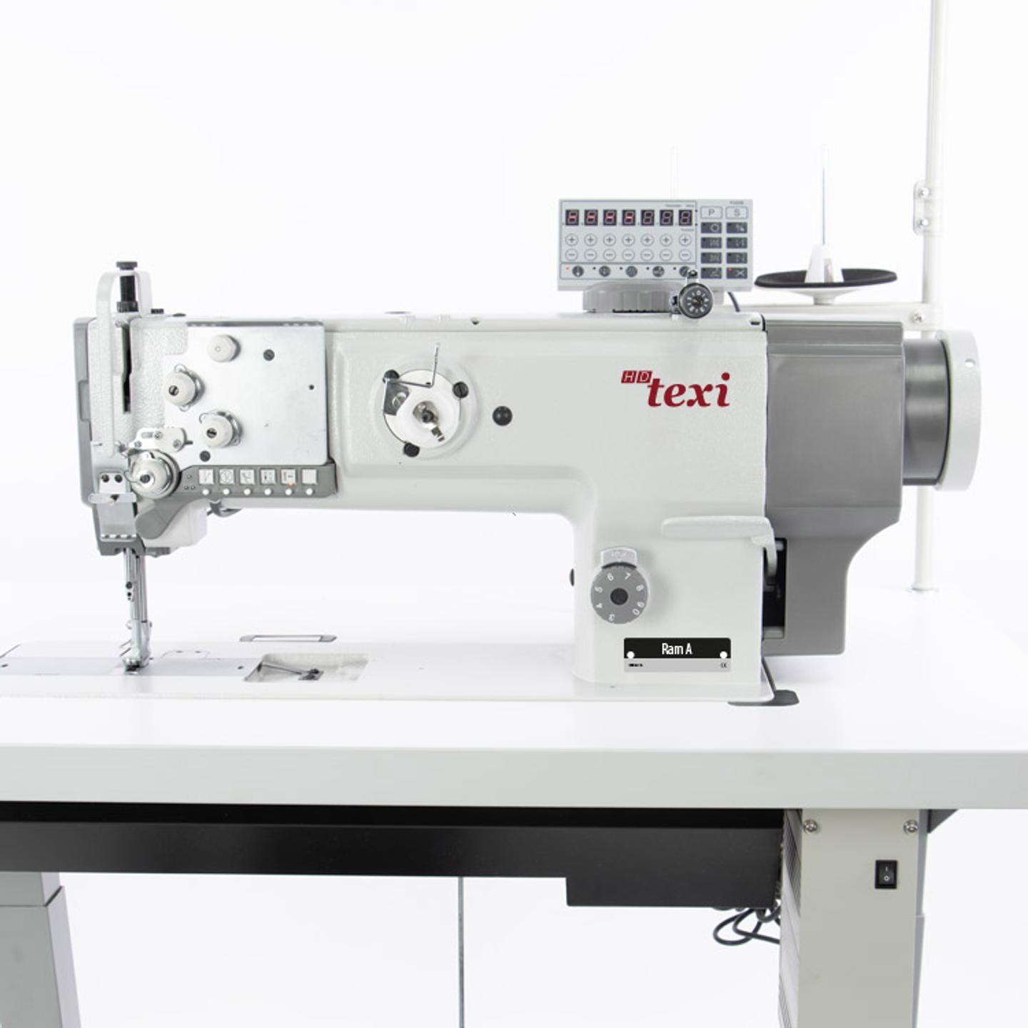 Stebnówka do szycia grubych materiałów z transportem potrójnym i wbudowanym silnikiem - maszyna kompletna