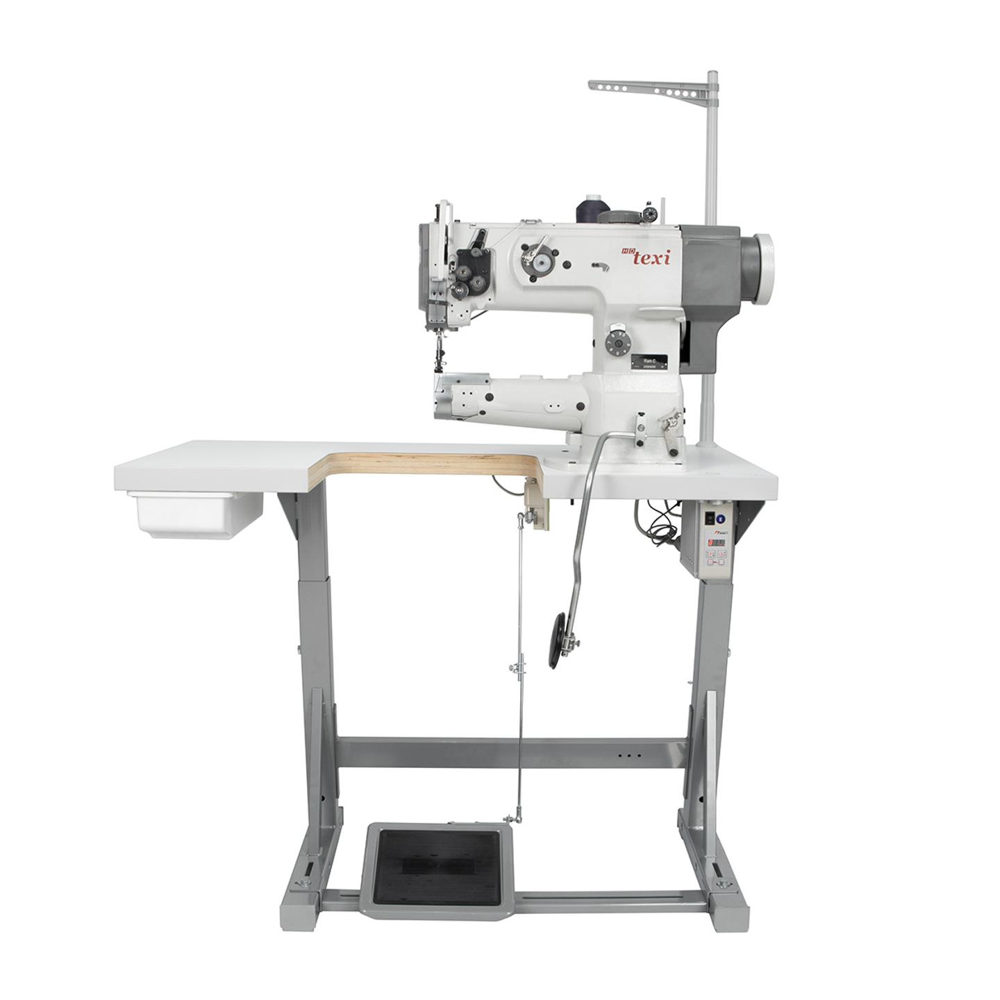 Cylinder lockstitch machine for sewing heavy materials with unison feed and built-in motor - complete set